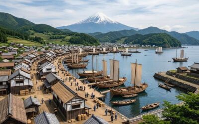 江戸時代の清水港(画像はAIによるイメージです。史実とは異なる描写がある可能性があります)