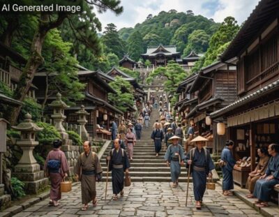 江戸時代の讃岐国・金刀比羅宮(画像はあくまでAIによるイメージです。)