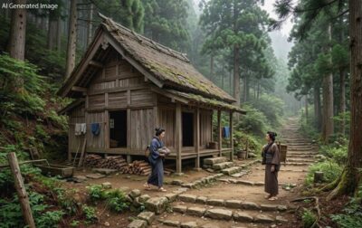 江戸時代の高野山・女人堂（画像はあくまでAIによるイメージです。）