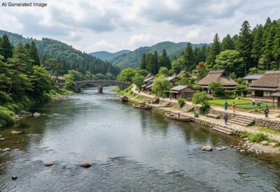 江戸時代の伊勢・五十鈴川(画像はあくまでAIによるイメージです。)