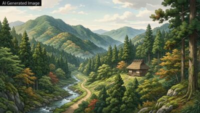 江戸時代の伊勢・神路山(画像はAIによるイメージです。)