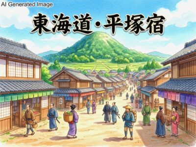 江戸時代の東海道・平塚宿(画像はあくまでAIによるイメージです。)