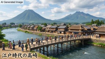 江戸時代の高崎(画像はあくまでAIによるイメージです。史実とは異なる描写がある可能性がありますので、ご了承ください。)(両毛線や群馬県の歴史関連)