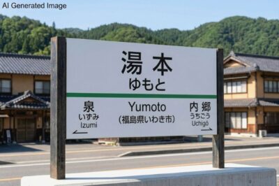 いわき湯本温泉の最寄駅・湯本駅（福島県いわき市）（画像はAIによるイメージです。実物・実際の景色ではありません）