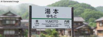 いわき湯本温泉の最寄駅・湯本駅（福島県いわき市）（画像はAIによるイメージです。実物・実際の景色ではありません）