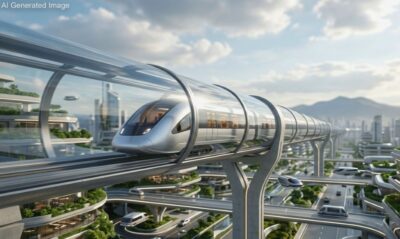 真空チューブ列車の例(画像はあくまでAIによるイメージです。)