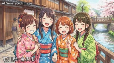 金沢の伝統的な町並み(画像はAIによるイメージです)