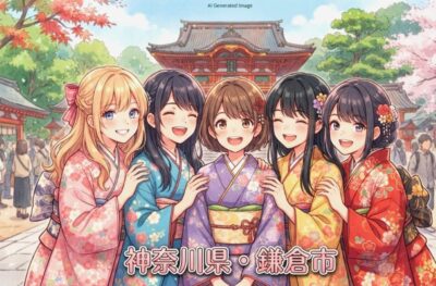 神奈川県鎌倉市の観光(画像はあくまでAIによるイメージです。実際の景観・建物・人物等とは異なる可能性がありますので、ご了承ください。)