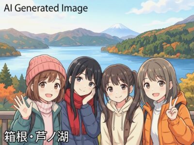 箱根・芦ノ湖の観光（画像はあくまでAIによるイメージです。）