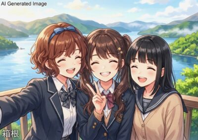 箱根・芦ノ湖の観光（画像はあくまでAIによるイメージです。）