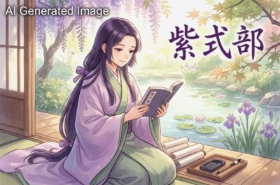 紫式部（画像はあくまでAIによるイメージです。）（鉄道唱歌：鯖江・武生関連）