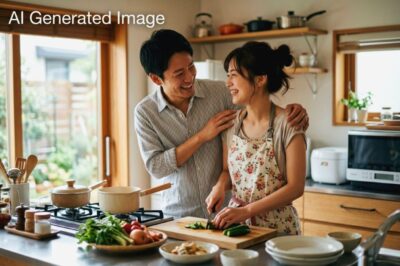 「甘い結婚生活」のイメージ。(画像はAIによるイメージです。実際の景色・人物ではありません)(結婚の歴史関連)