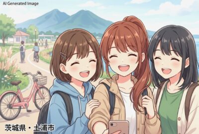 霞ヶ浦・筑波山・サイクリングの街、土浦（画像はあくまでAIによるイメージです。）