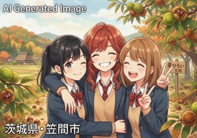 栗の名所・茨城県笠間市(画像はあくまでAIによるイメージです。)(鉄道唱歌:友部関連)