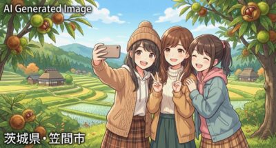 栗の名所・茨城県笠間市(画像はあくまでAIによるイメージです。)(鉄道唱歌:友部関連)