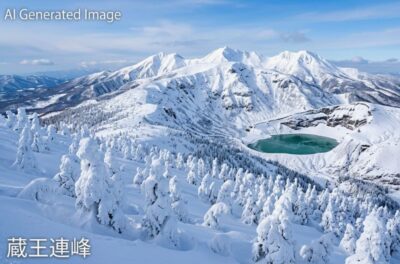 蔵王連峰(画像はあくまでAIによるイメージです。)(鉄道唱歌:飯坂温泉・白石・蔵王関連)