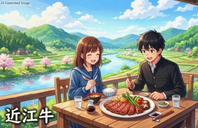 近江牛（画像はあくまでAIによるイメージです。）（鉄道唱歌：彦根・草津関連）
