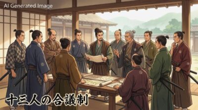 鎌倉・十三人の合議制のイメージ(画像はあくまでAIによるイメージです。)