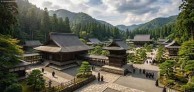 鎌倉時代の円覚寺(画像はあくまでAIによるイメージです。史実とは異なる描写がある可能性があります)