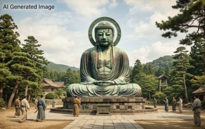 鎌倉時代の鎌倉大仏(画像はAIによるイメージです)