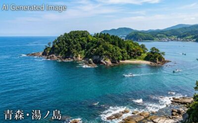 湯ノ島（画像はAIによるイメージです。実際の景色とは異なる描写がある可能性がありますので、ご了承ください。）