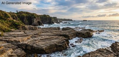 千畳敷のイメージ（画像はAIによるイメージです。実際の景色ではありません）（五能線の旅関連）