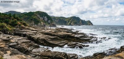 千畳敷のイメージ（画像はAIによるイメージです。実際の景色ではありません）（五能線の旅関連）