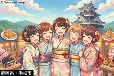 出世の町・楽器の町・ギョーザの町・浜松(画像はAIによるイメージになります。)