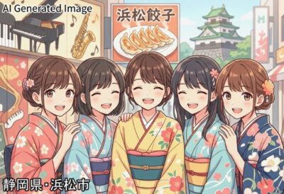 出世の町・楽器の町・ギョーザの町・浜松(画像はあくまで、AIによるイメージになります。)