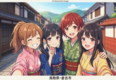 鳥取県倉吉市の観光（画像はあくまでAIによるイメージです。）（鉄道唱歌：倉吉関連）