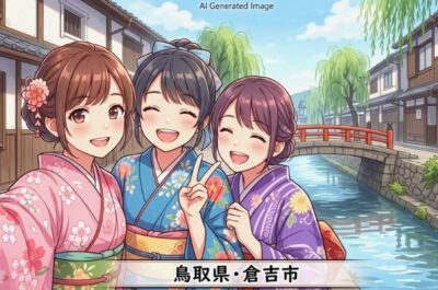 鳥取県倉吉市の観光（画像はあくまでAIによるイメージです。）（鉄道唱歌：倉吉関連）
