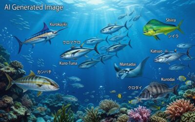黒潮に住む魚たち(画像はあくまでAIによるイメージです。)(潮岬の歴史解説)