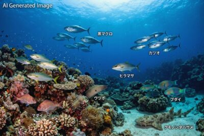 黒潮に住む魚たち(画像はあくまでAIによるイメージです。)(潮岬の歴史解説)