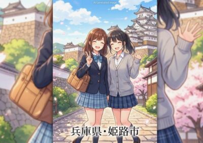兵庫県姫路市と、姫路城の観光（画像はあくまでAIによるイメージです。）