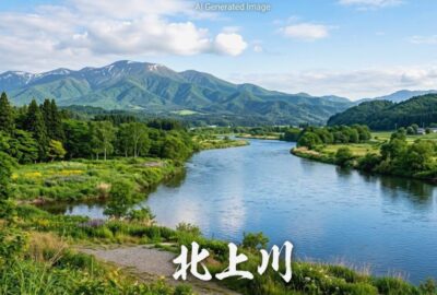 仙台平野を潤す大河・北上川のイメージ(画像はあくまでAIによるイメージです。)