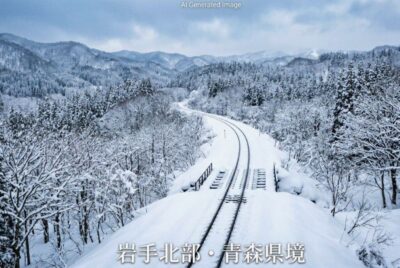岩手北部・青森県境の線路(画像はあくまでAIによるイメージです。)