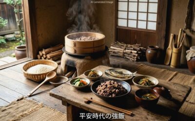 平安時代の強飯(画像はあくまでAIによるイメージです。)(平安時代の食事の歴史解説)