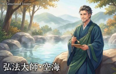 弘法大師・空海。全国の数ある温泉を発見したことでも知られる。(画像はあくまでAIによるイメージです。)