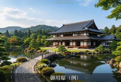 「御用邸」の例（画像はあくまでAIによるイメージです。実物・実際の景色ではありませんので、ご了承ください。）