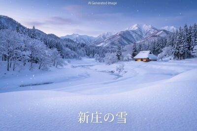 新庄の雪(画像はあくまでAIによるイメージです。)(山形新幹線の歴史解説)