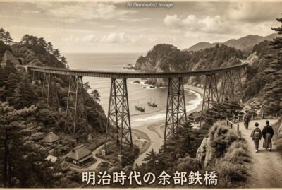 明治時代の余部鉄橋(餘部鉄橋)(画像はあくまでAIによるイメージです。)