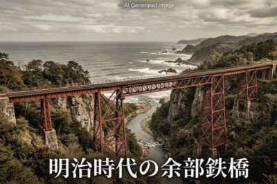 明治時代の余部鉄橋(餘部鉄橋)(画像はあくまでAIによるイメージです。)