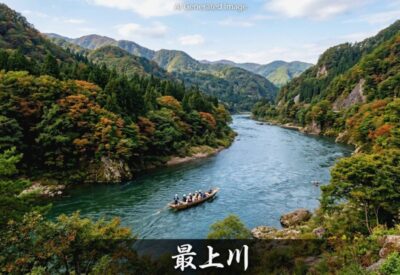 最上川（画像はあくまでAIによるイメージです。）（鉄道唱歌　山形編）