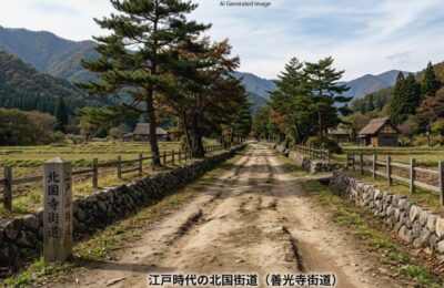 江戸時代の北国街道・善光寺街道（画像はあくまでAIによるイメージです。）