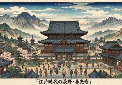 江戸時代の長野・善光寺（画像はあくまでAIによるイメージです。）