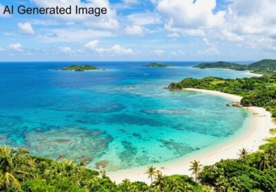 沖縄の海のイメージ(画像はあくまでAIによるイメージです。)(鉄道唱歌 沖縄編の地理歴史解説)