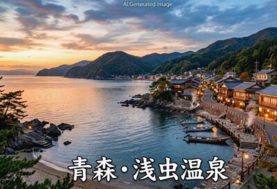 青森・浅虫温泉(画像はあくまでAIによるイメージです。実物・実際の景色ではありませんので、ご了承ください。)