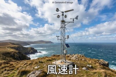 風速計(画像はあくまでAIによるイメージです。)(山陰鉄道唱歌:余部/餘部鉄橋関連)