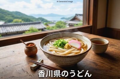 香川県のうどん(画像はあくまでAIによるイメージです。実物・実際の景色ではありませんので、ご了承ください。)