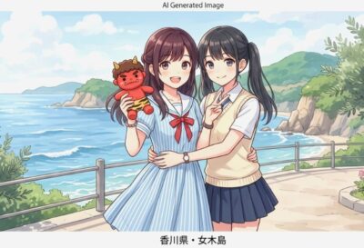 香川県・女木島の観光(画像はあくまでAIによるイメージです。)(鉄道唱歌 香川編の歴史解説)